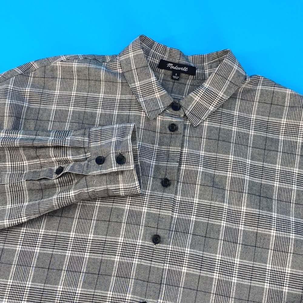 Madewell Westlake Glen Plaid Womens Small Cotton Button Down Shirt Oversized